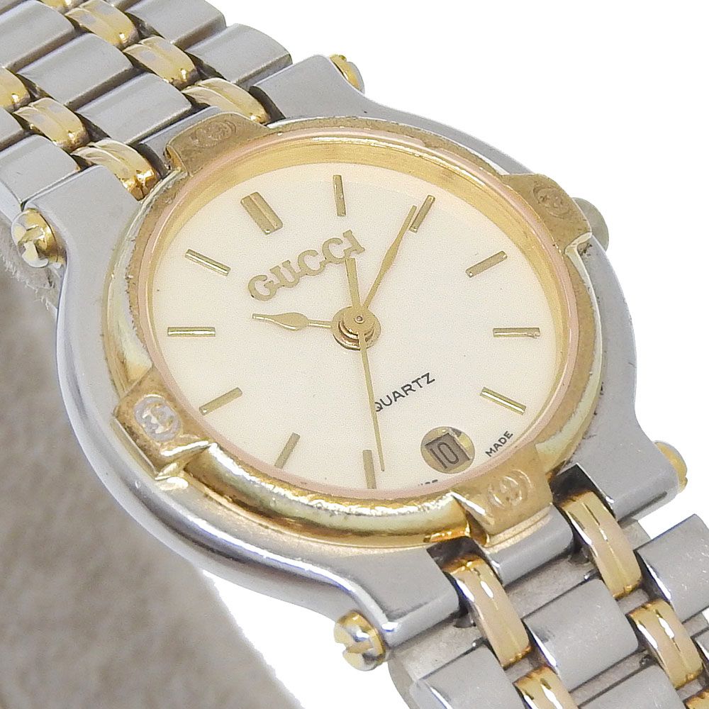 Gucci Stainless Steel Gold Plated Quartz Analog Display Ivory Dial Watch — view 3