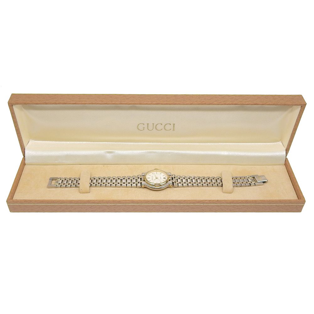 Gucci Stainless Steel Gold Plated Quartz Analog Display Ivory Dial Watch — view 8