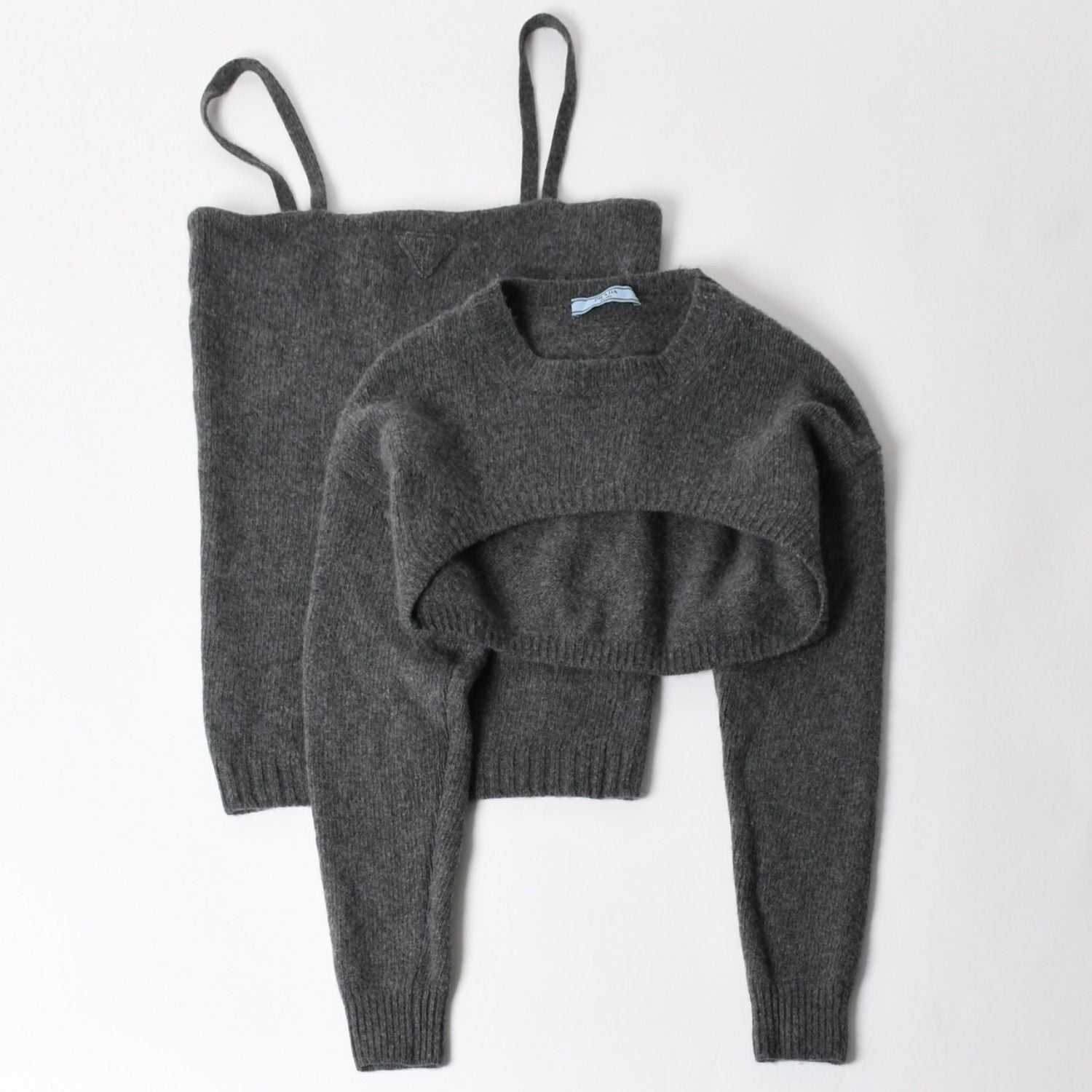 Prada Detachable Shrug Camisole Sweater Wool Ensemble Knit Set Bolero 44