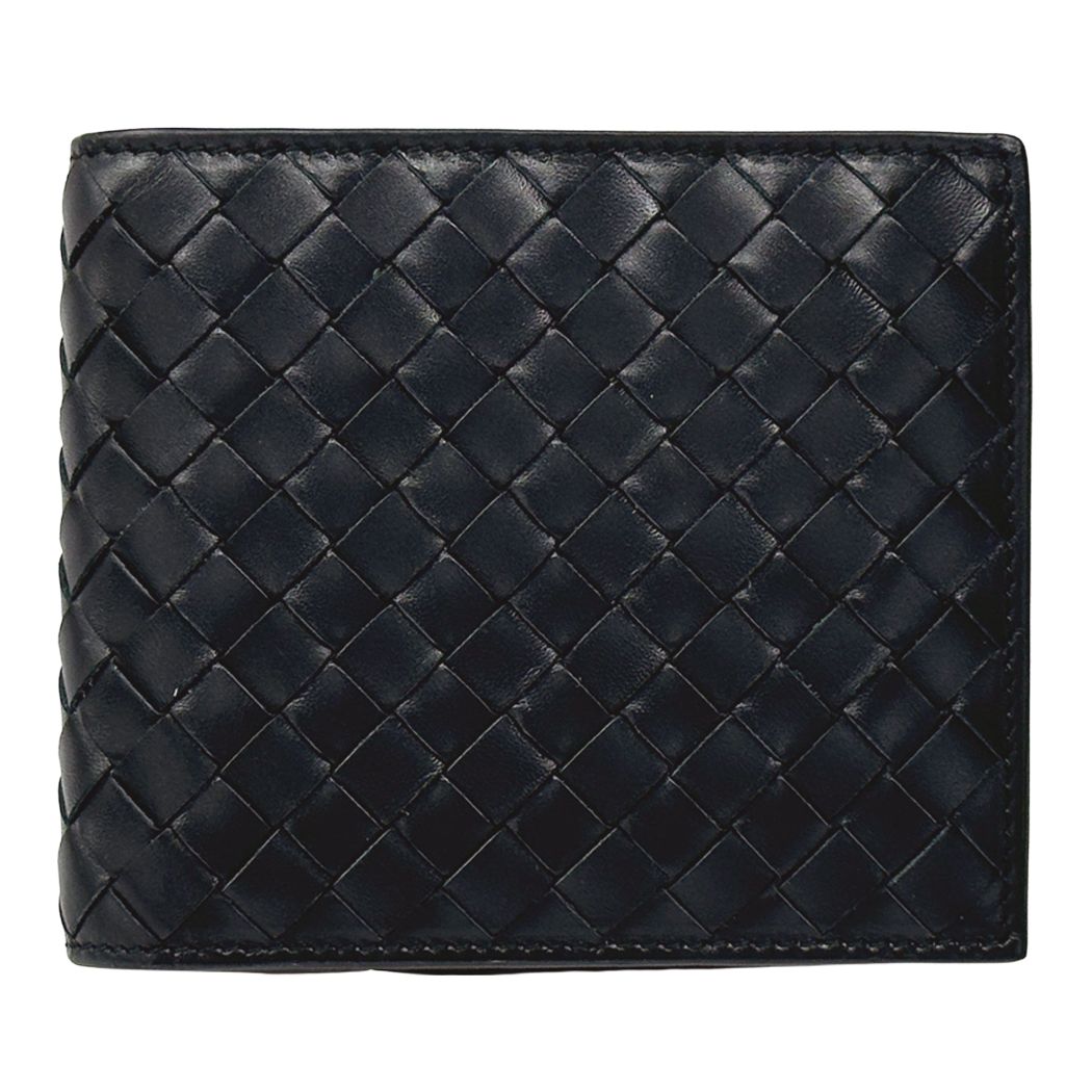 Bottega Veneta Wallet Intrecht Bifold Leather Black Case Compact Small Simple