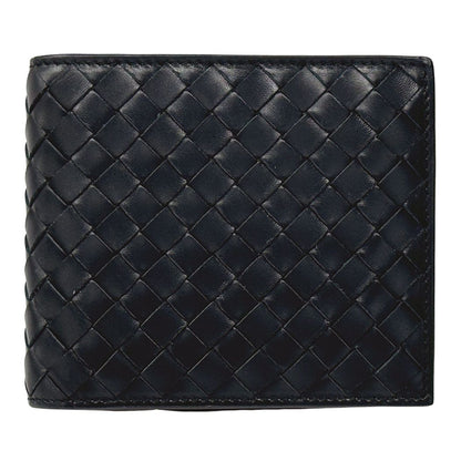 Bottega Veneta Wallet Intrecht Bifold Leather Black Case Compact Small Simple