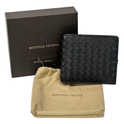 Bottega Veneta Wallet Intrecht Bifold Leather Black Case Compact Small Simple — view 6