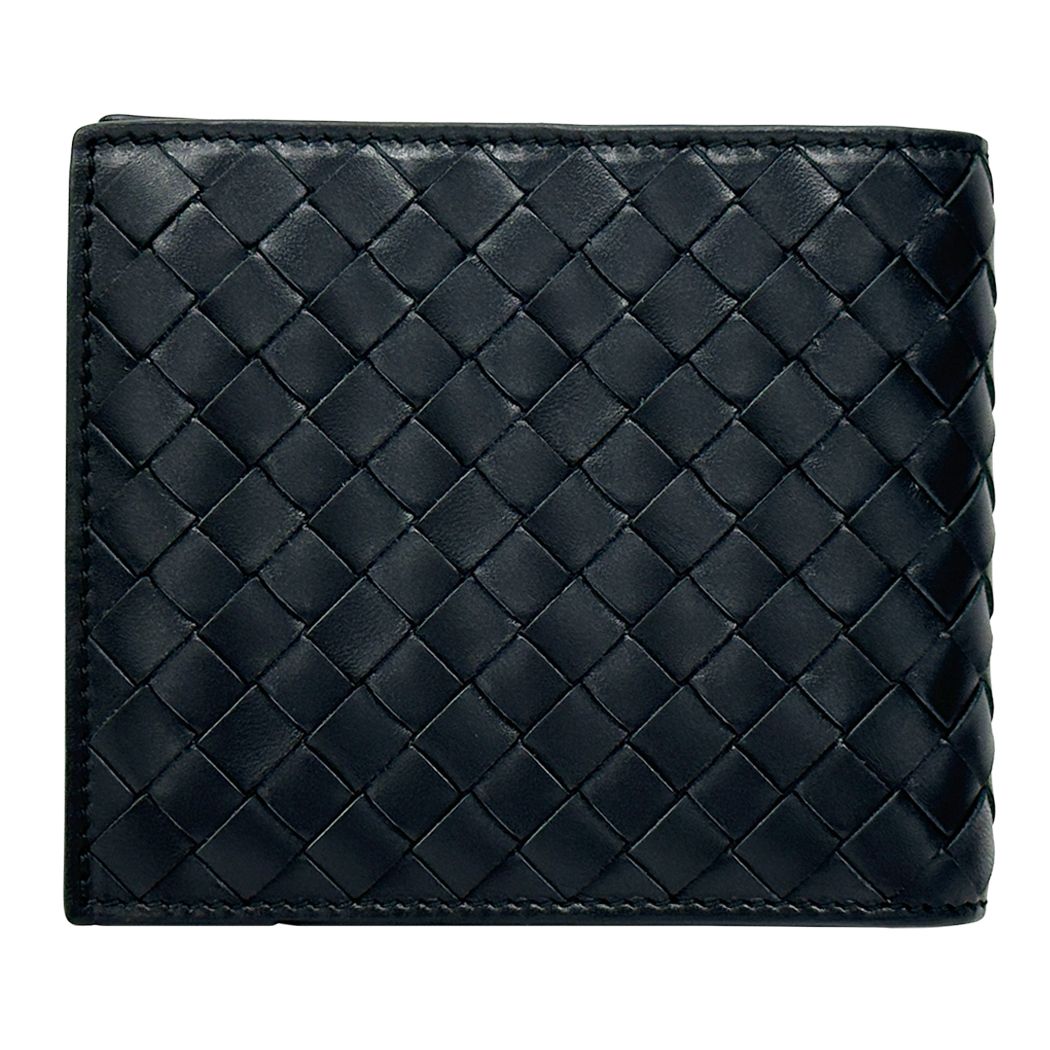Bottega Veneta Wallet Intrecht Bifold Leather Black Case Compact Small Simple — view 2