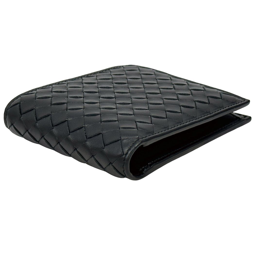 Bottega Veneta Wallet Intrecht Bifold Leather Black Case Compact Small Simple — view 3