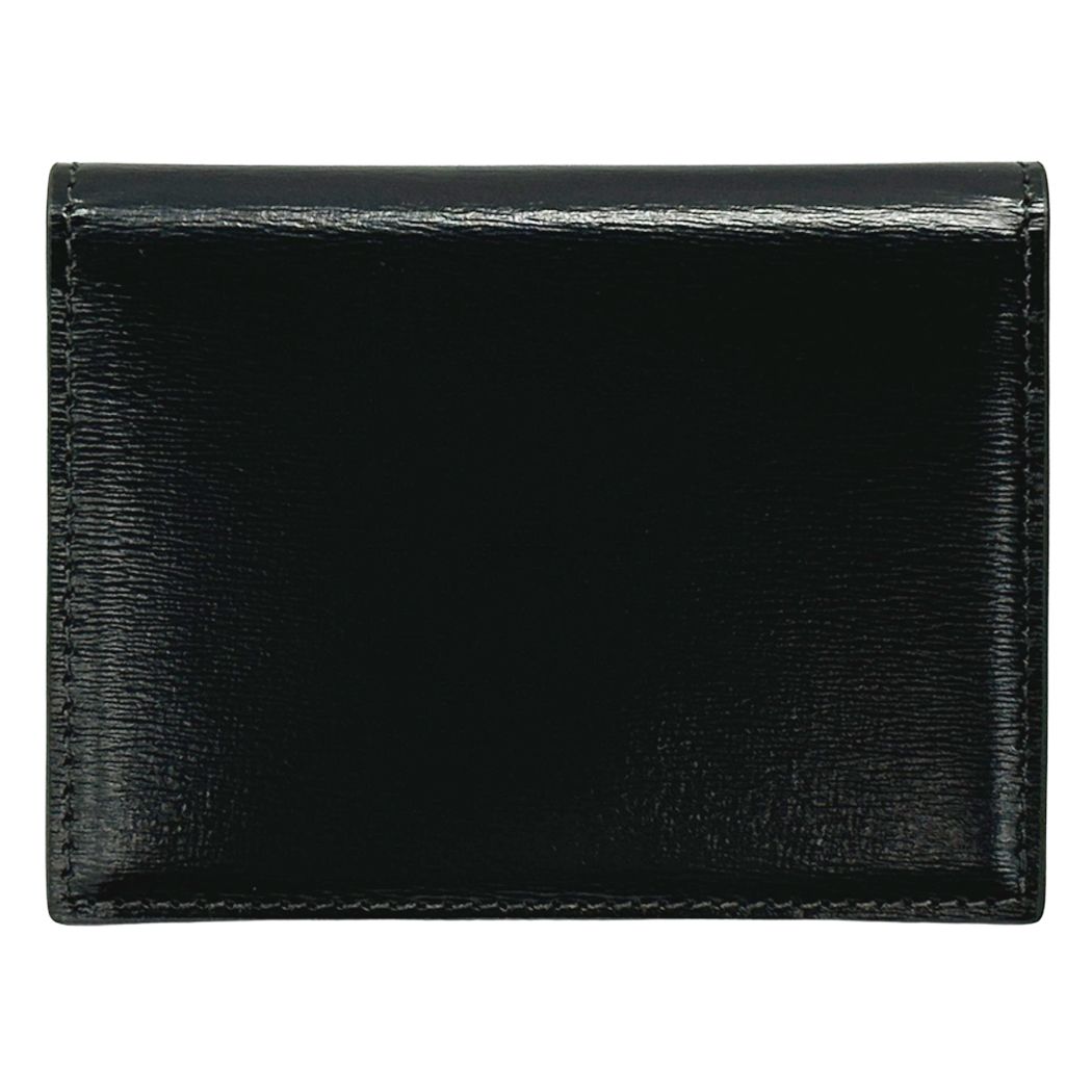 Celine Card Case Shiny Calfskin Bifold Triomphe Holder Black Gold Small Compact — view 2