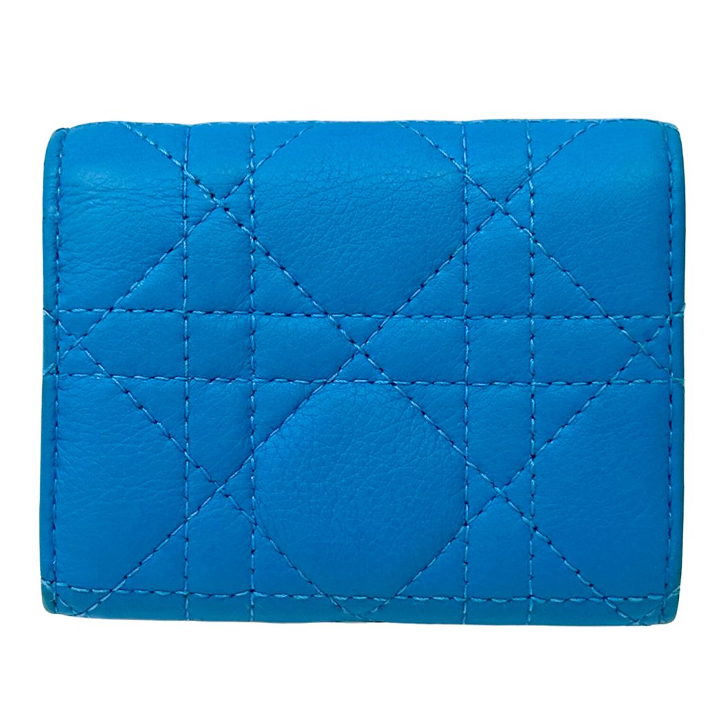 Dior Wallet Calo Trifold Leather Blue Compact Quilted — view 2