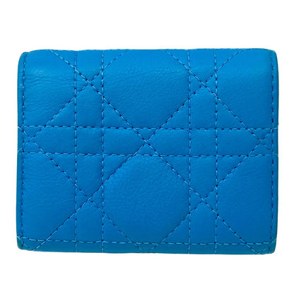 Dior Wallet Calo Trifold Leather Blue Compact Quilted — view 2