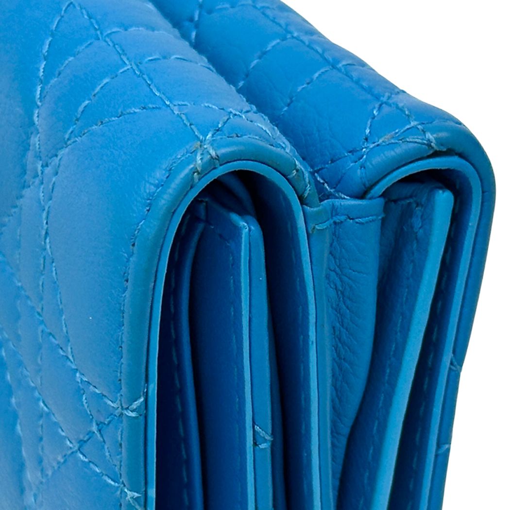 Dior Wallet Calo Trifold Leather Blue Compact Quilted — view 9