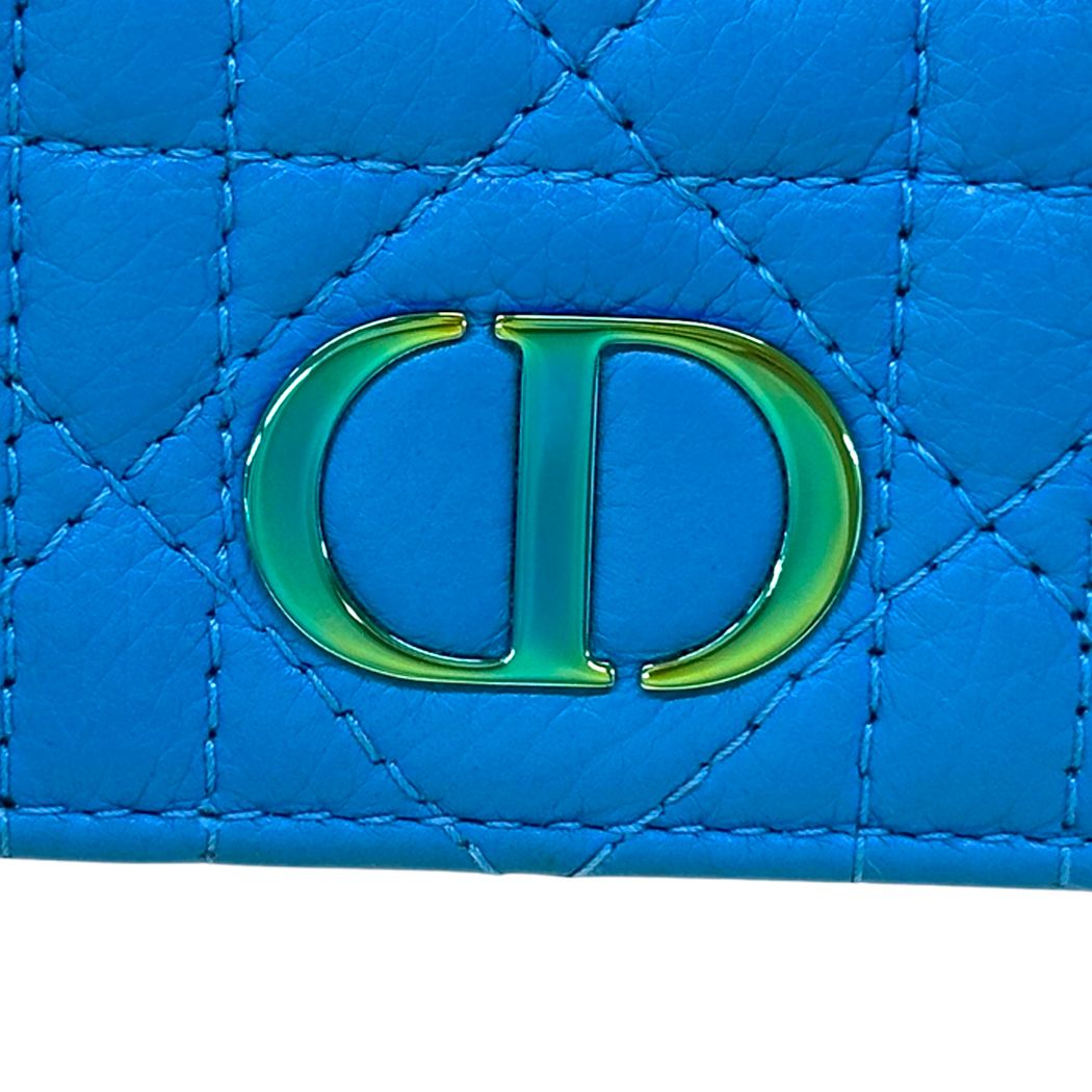 Dior Wallet Calo Trifold Leather Blue Compact Quilted — view 8