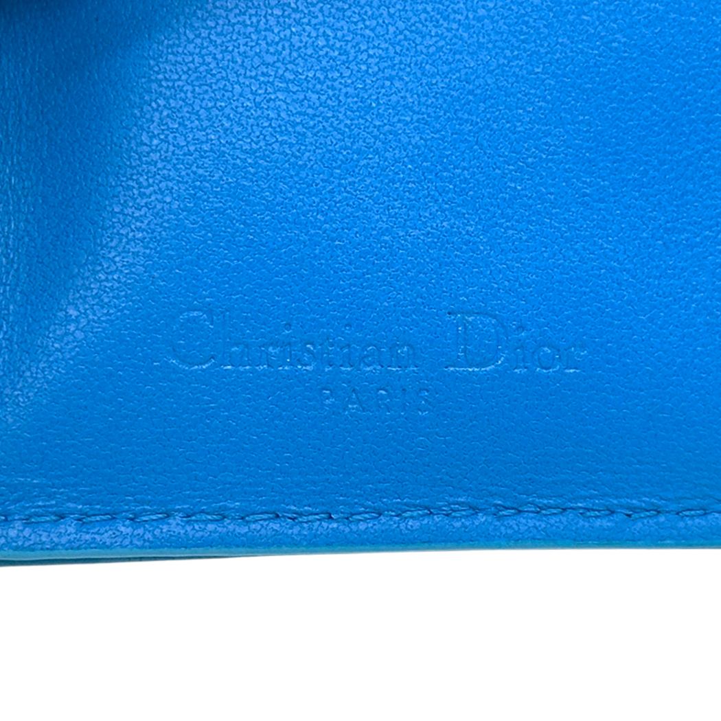 Dior Wallet Calo Trifold Leather Blue Compact Quilted — view 5