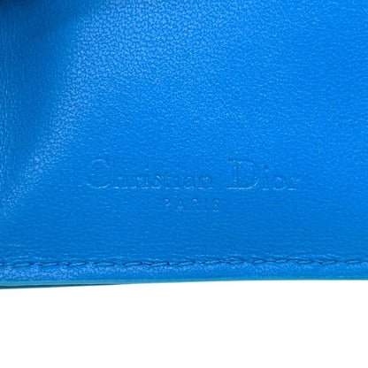 Dior Wallet Calo Trifold Leather Blue Compact Quilted — view 5