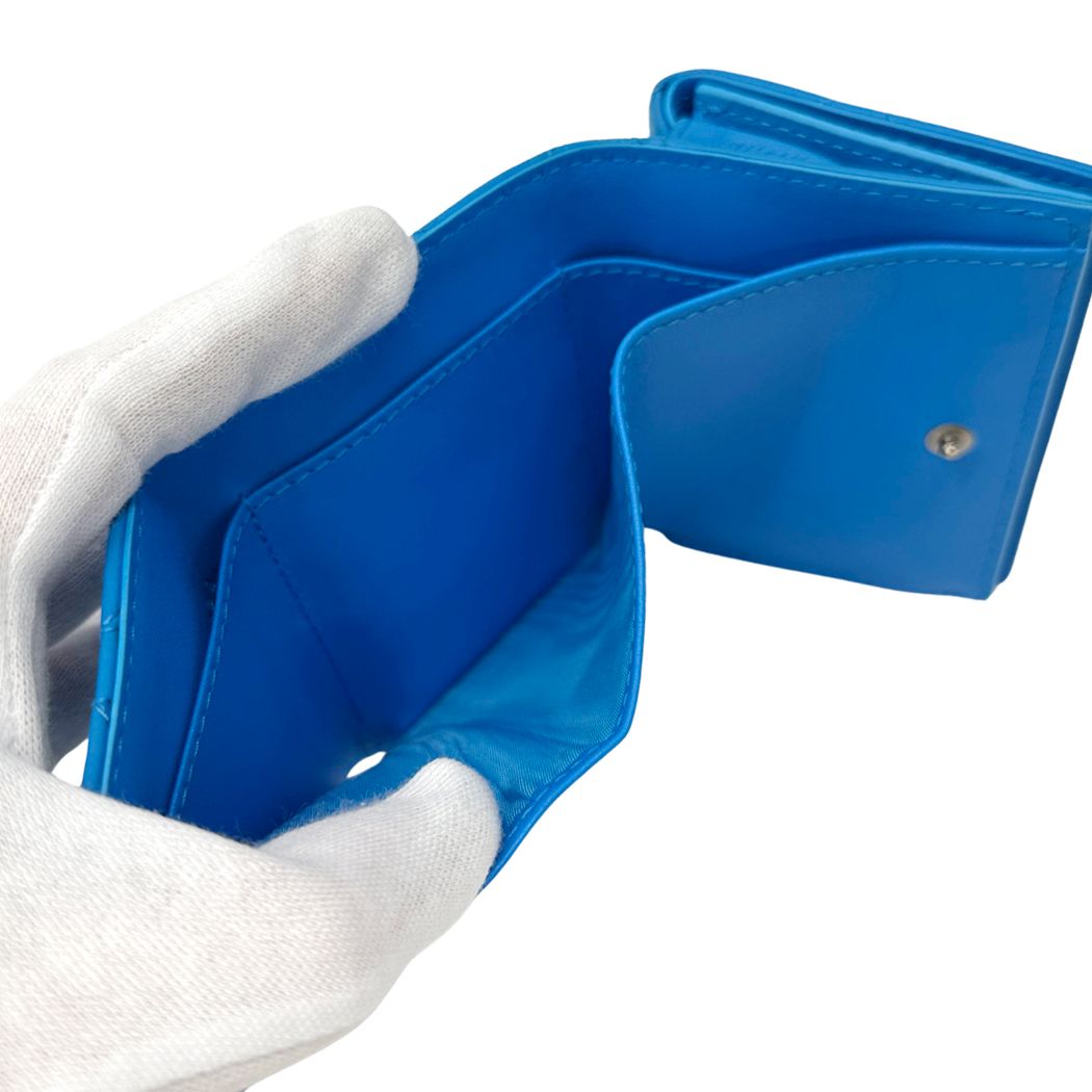 Dior Wallet Calo Trifold Leather Blue Compact Quilted — view 4