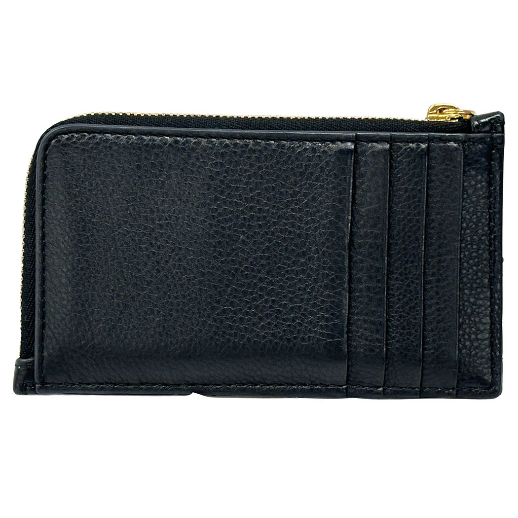 Dior Wallet Coin Case Leather Calo Cosmos Zip Card Holder Black Gold Compact — view 2