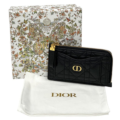 Dior Wallet Coin Case Leather Calo Cosmos Zip Card Holder Black Gold Compact — view 6