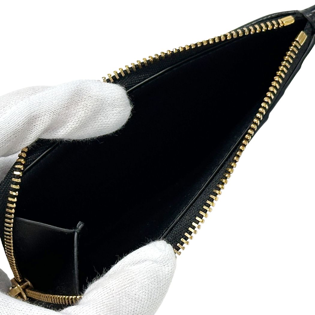Dior Wallet Coin Case Leather Calo Cosmos Zip Card Holder Black Gold Compact — view 4