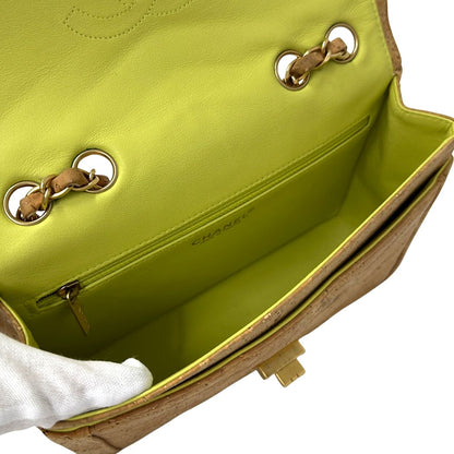 Chanel 2.55 She Blanc Shoulder Bag Cork Leather Beige Gold V-stitch Mademoiselle — view 6