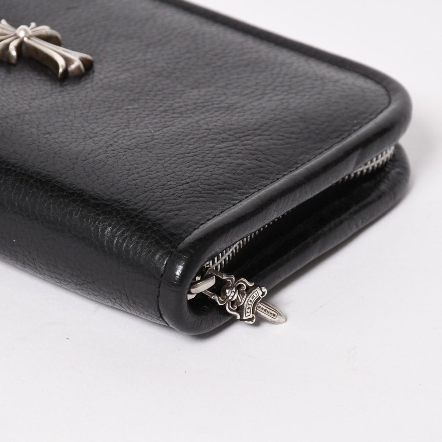 Chrome Hearts Black Heavy Leather Organizer Wallet Dagger Cow Clutch 925 — view 7