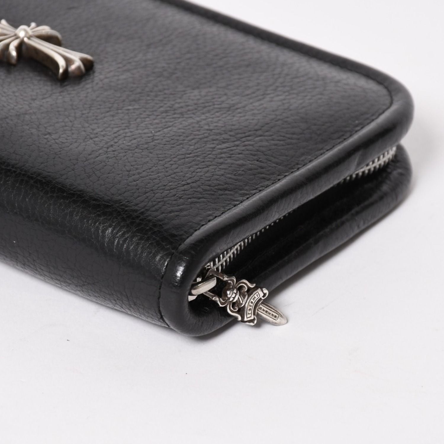 Chrome Hearts Black Heavy Leather Organizer Wallet Dagger Cow Clutch 925 — view 7