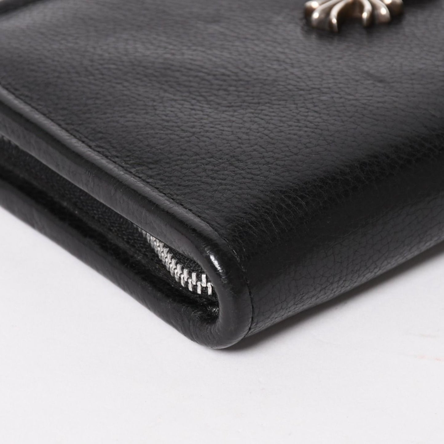 Chrome Hearts Black Heavy Leather Organizer Wallet Dagger Cow Clutch 925 — view 8