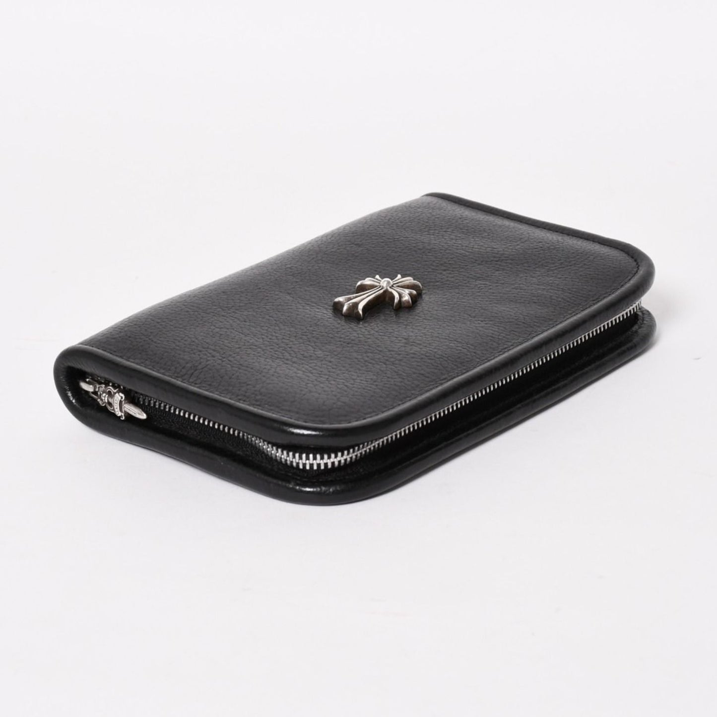 Chrome Hearts Black Heavy Leather Organizer Wallet Dagger Cow Clutch 925 — view 5