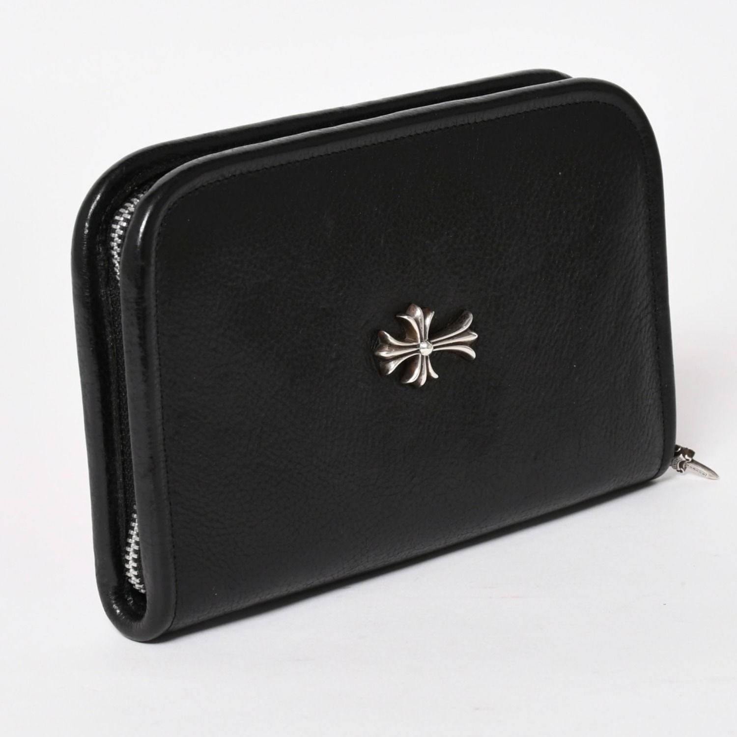 Chrome Hearts Black Heavy Leather Organizer Wallet Dagger Cow Clutch 925 — view 3