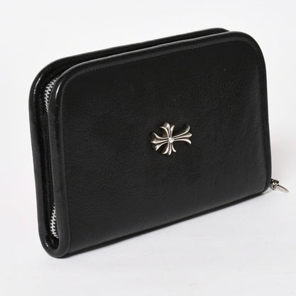 Chrome Hearts Black Heavy Leather Organizer Wallet Dagger Cow Clutch 925 — view 3