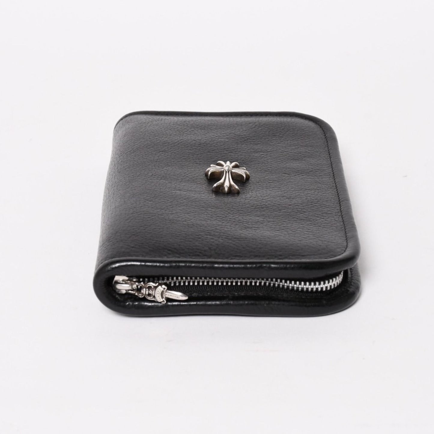 Chrome Hearts Black Heavy Leather Organizer Wallet Dagger Cow Clutch 925 — view 6