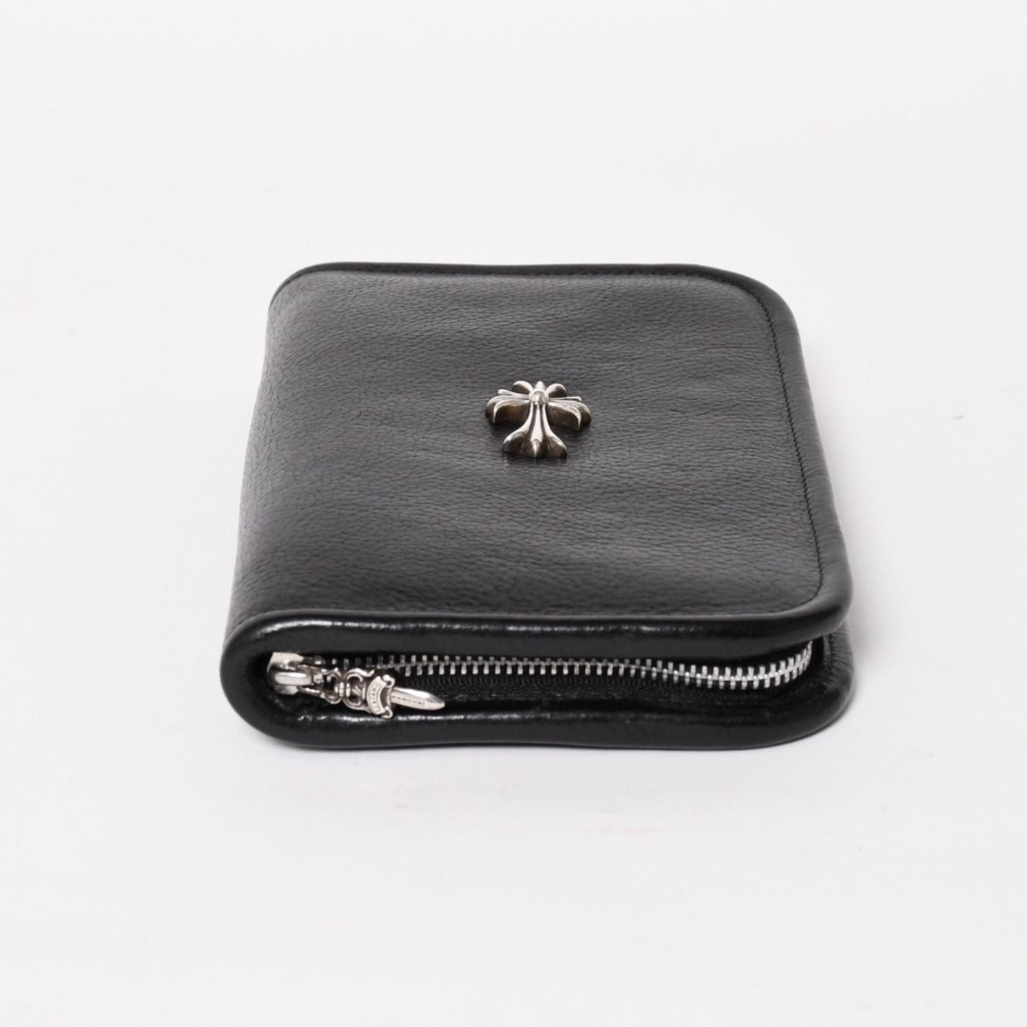 Chrome Hearts Black Heavy Leather Organizer Wallet Dagger Cow Clutch 925 — view 6