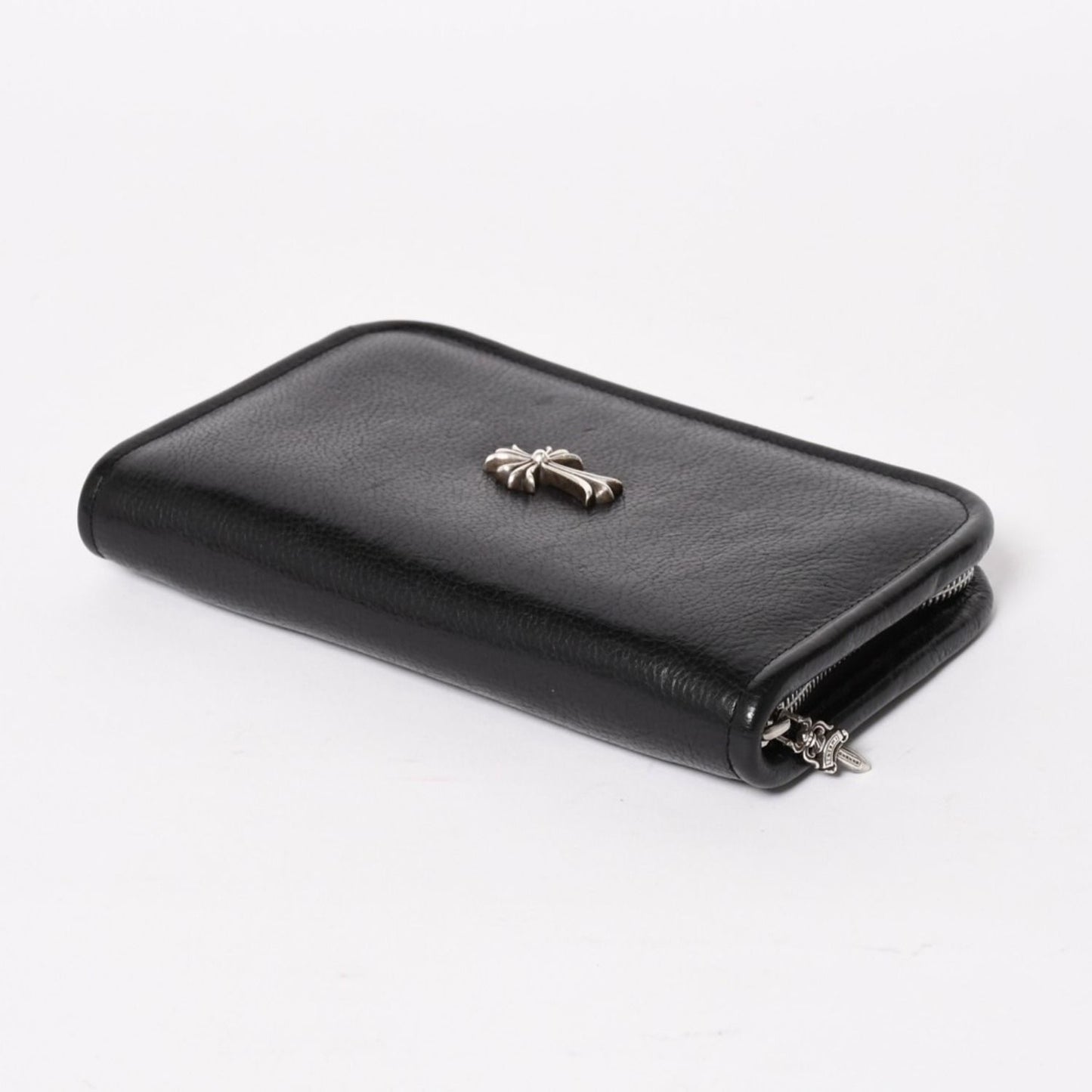 Chrome Hearts Black Heavy Leather Organizer Wallet Dagger Cow Clutch 925 — view 4