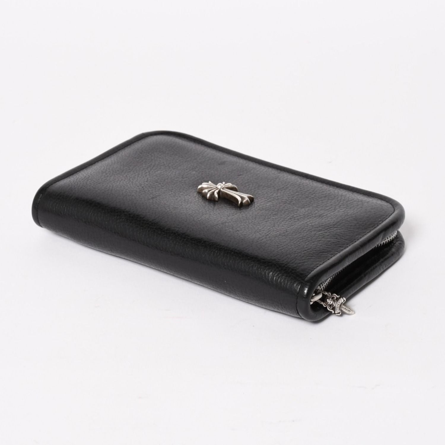 Chrome Hearts Black Heavy Leather Organizer Wallet Dagger Cow Clutch 925 — view 4