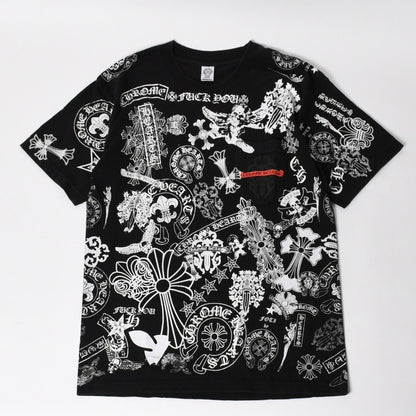 Chrome Hearts Pocket T-Shirt CH Cross Cemetery Horseshoe Dagger Star Scroll