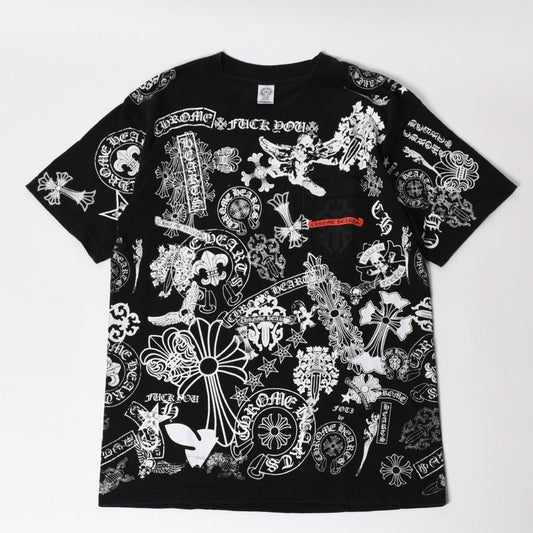 Chrome Hearts Pocket T-Shirt CH Cross Cemetery Horseshoe Dagger Star Scroll