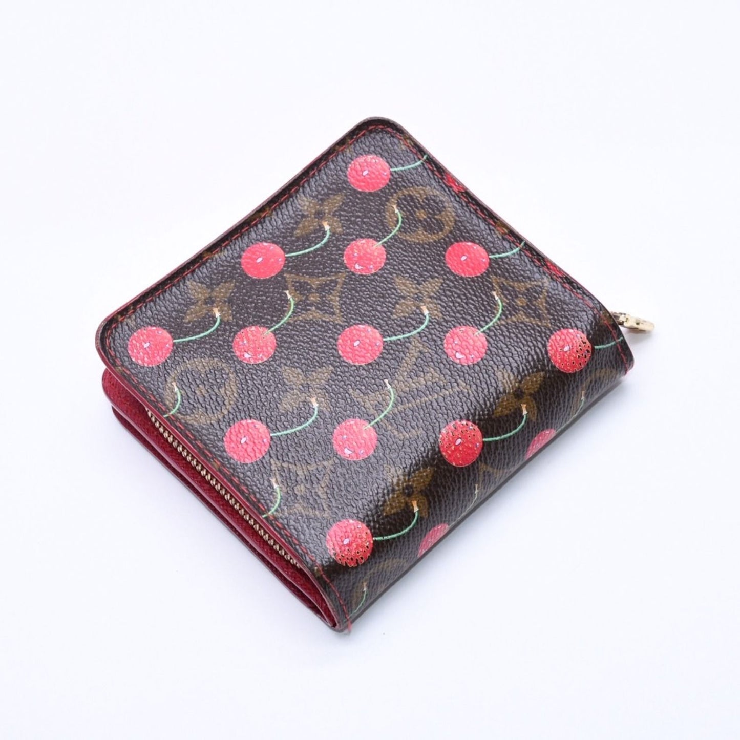 Louis Vuitton Monogram Cherry Compact Zip Bifold Wallet Takashi Murakami Brown — view 4