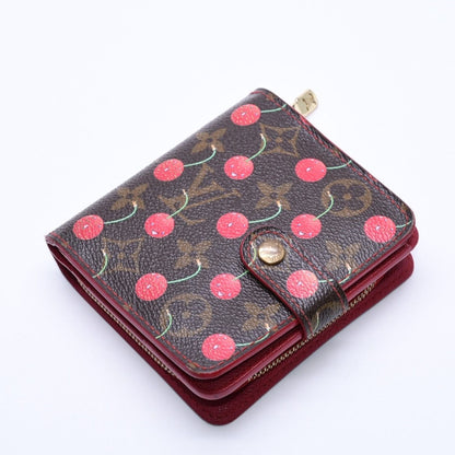 Louis Vuitton Monogram Cherry Compact Zip Bifold Wallet Takashi Murakami Brown — view 3