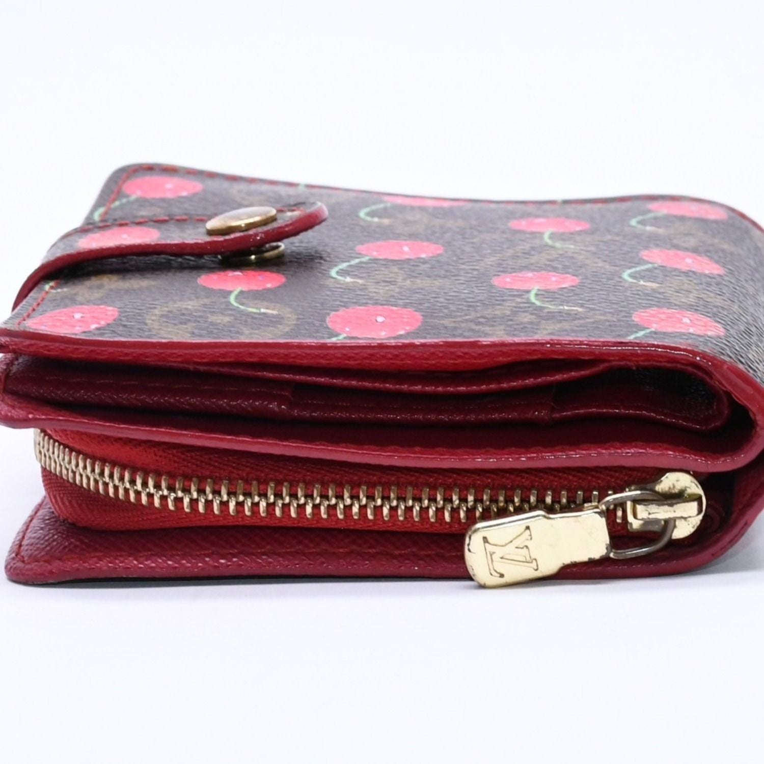 Louis Vuitton Monogram Cherry Compact Zip Bifold Wallet Takashi Murakami Brown — view 7