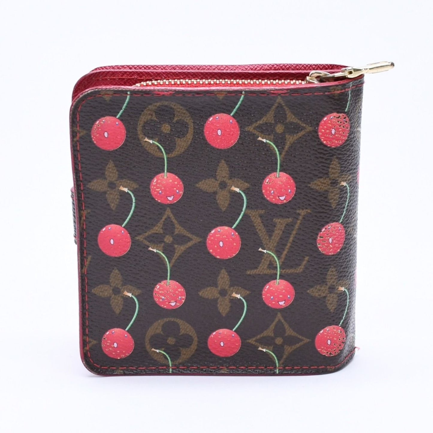 Louis Vuitton Monogram Cherry Compact Zip Bifold Wallet Takashi Murakami Brown — view 2