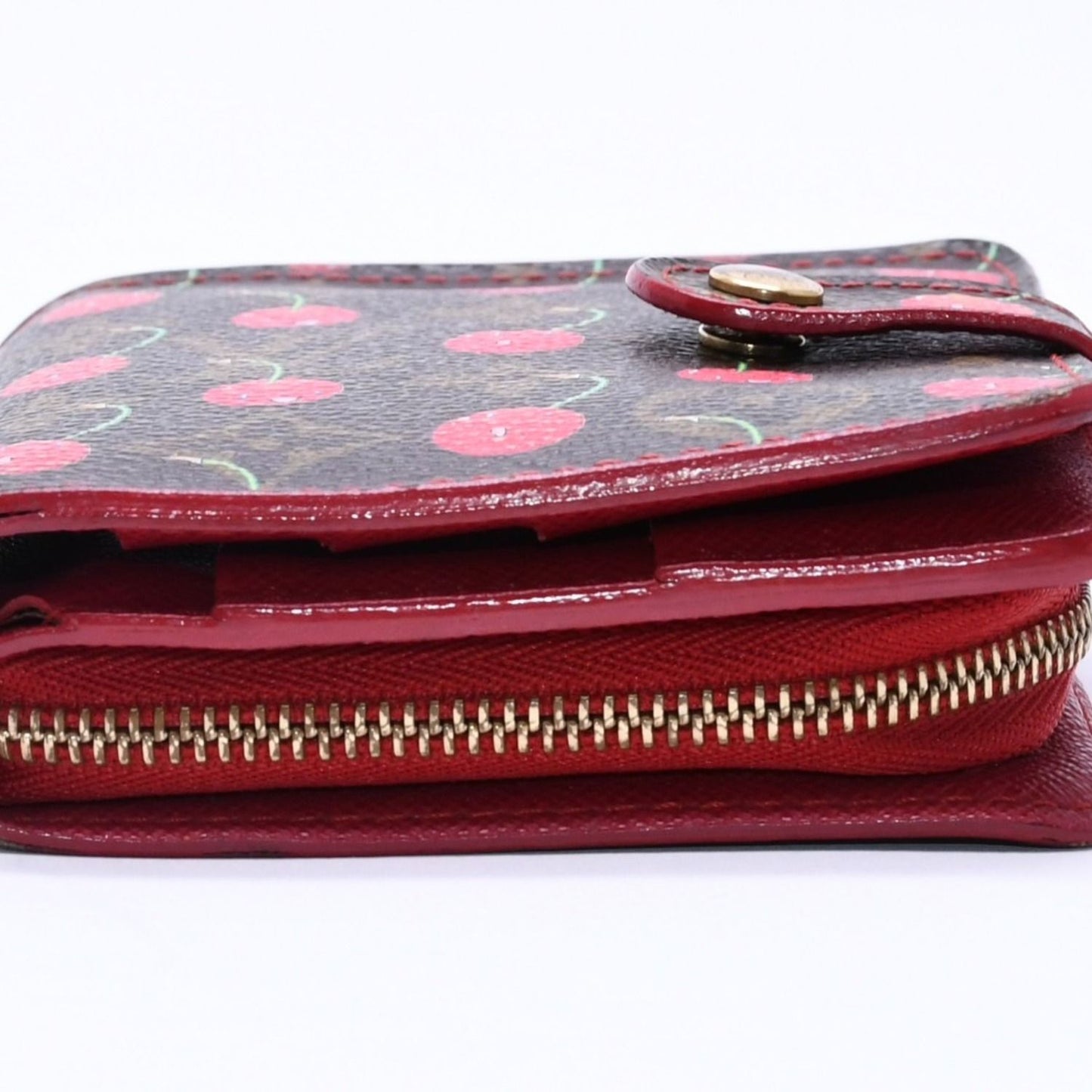 Louis Vuitton Monogram Cherry Compact Zip Bifold Wallet Takashi Murakami Brown — view 5