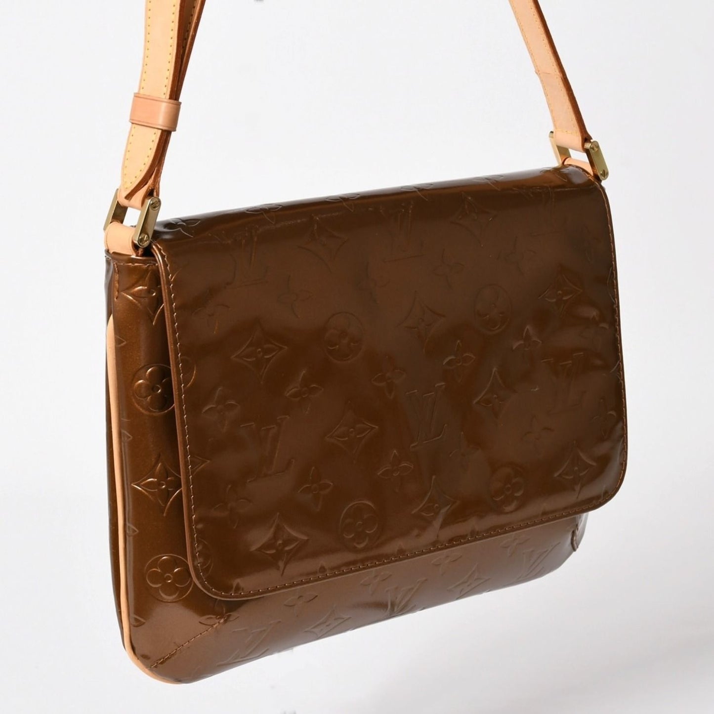 Louis Vuitton Monogram Vernis Thompson Street Shoulder Bag Blanc Brown Patent — view 3