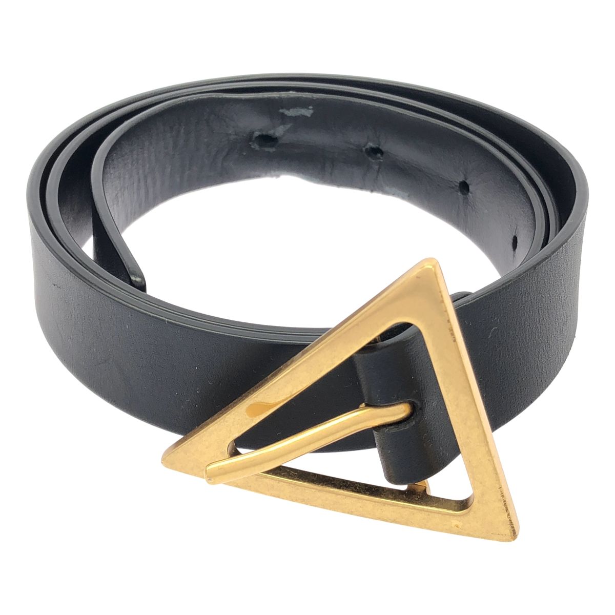 Bottega Veneta Grasp Triangle Buckle Leather Belt Black 75