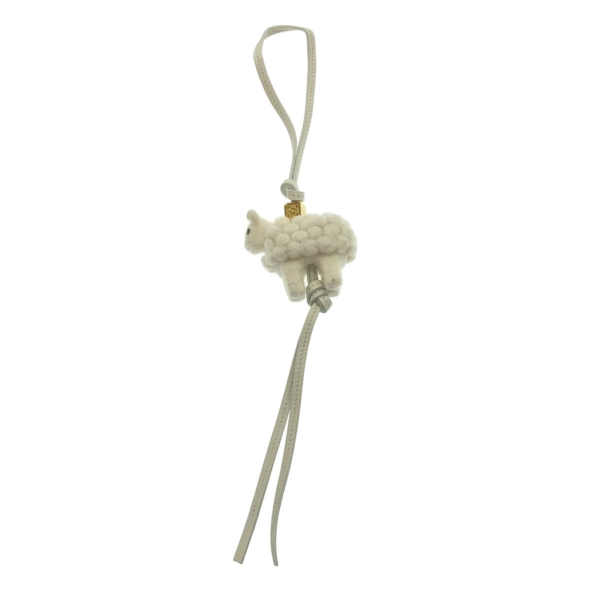 Loewe Sheep Felt Bag Charm White