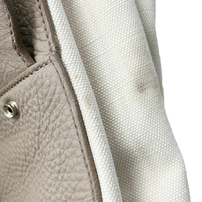 Saint Laurent Leather Canvas Handbag Beige — view 8