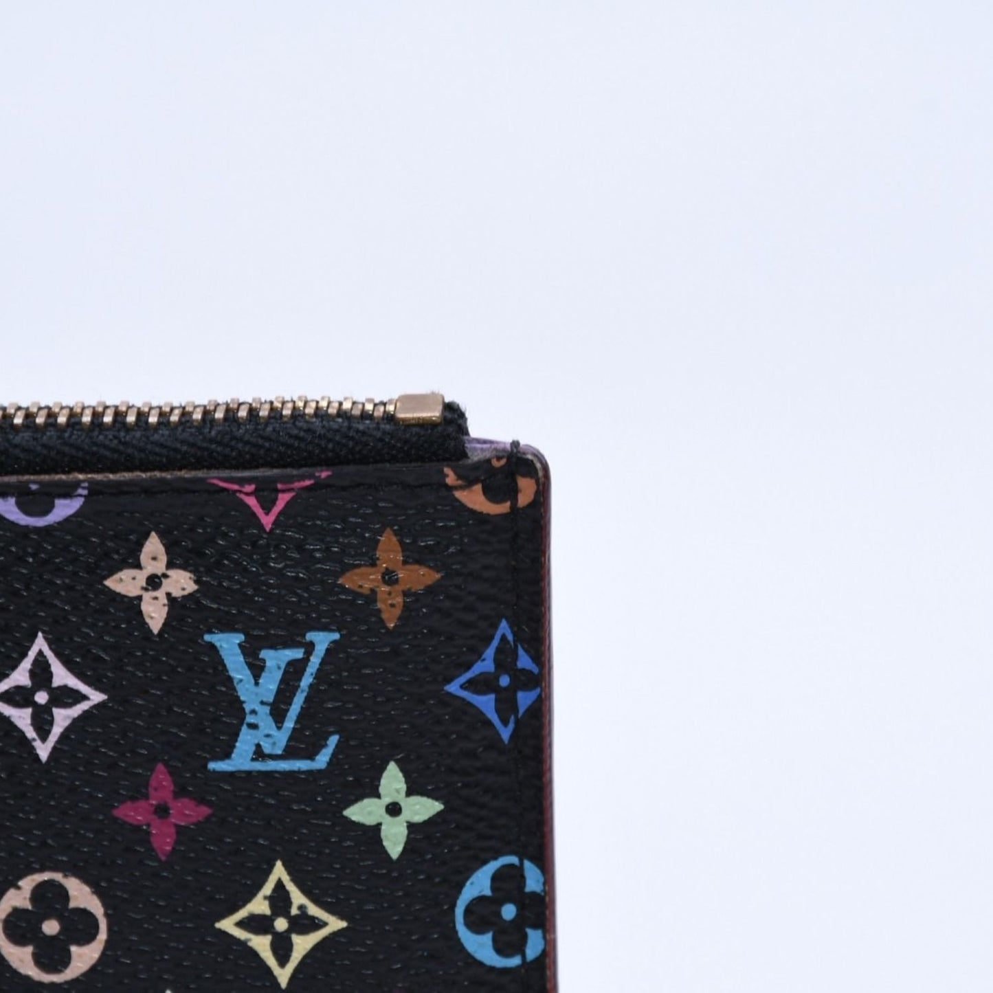 Louis Vuitton Monogram Multicolor Pochette Cles Coin Purse Noir Wallet Gold — view 5