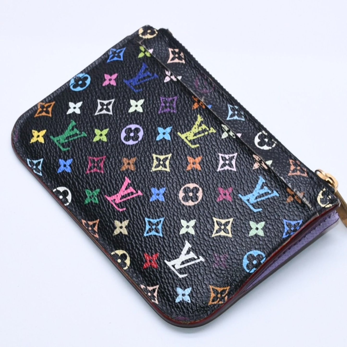 Louis Vuitton Monogram Multicolor Pochette Cles Coin Purse Noir Wallet Gold — view 4