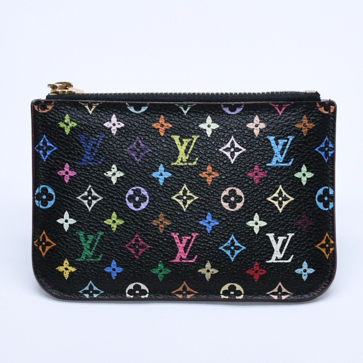 Louis Vuitton Monogram Multicolor Pochette Cles Coin Purse Noir Wallet Gold