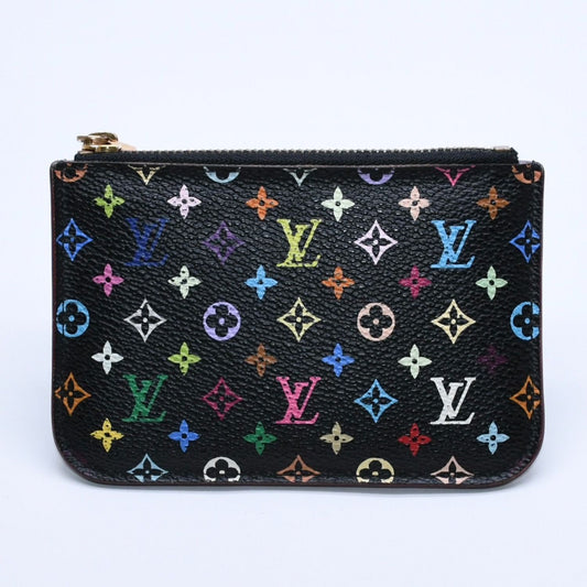 Louis Vuitton Monogram Multicolor Pochette Cles Coin Purse Noir Wallet Gold
