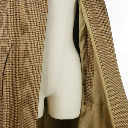 Celine Houndstooth Pattern Gathered Cape with Hood Long Length 34 Brown — view 5