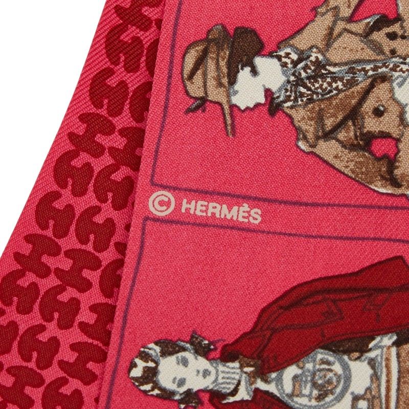Hermes Twilly People Wearing Scarf Pink Silk — view 3