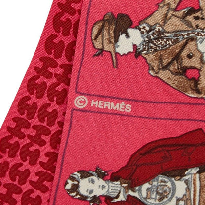 Hermes Twilly People Wearing Scarf Pink Silk — view 3