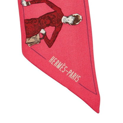 Hermes Twilly People Wearing Scarf Pink Silk — view 2
