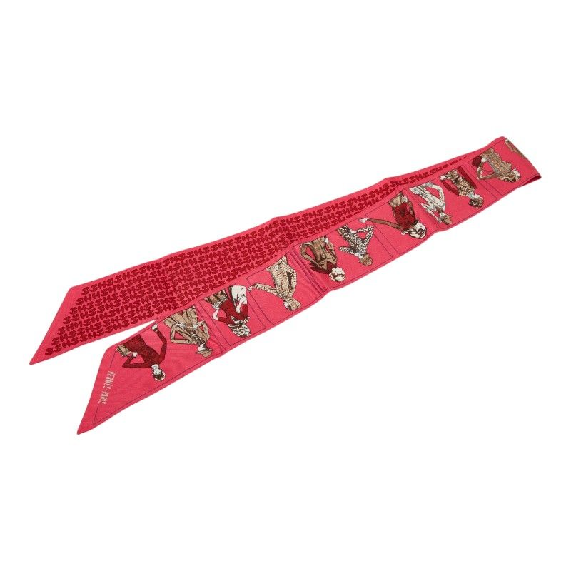 Hermes Twilly People Wearing Scarf Pink Silk
